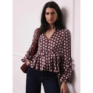 Mint Velvet Burgundy Geometric Print Top